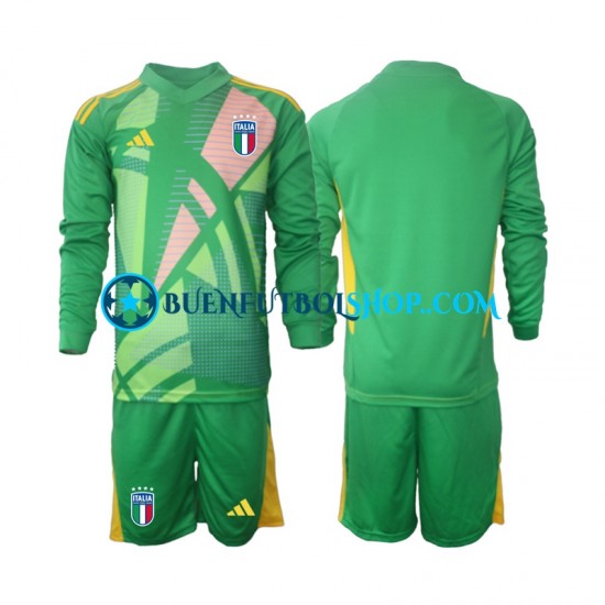 Camiseta de Fútbol Italia Portero Euro 2024 Segunda Equipación Manga Larga Niño