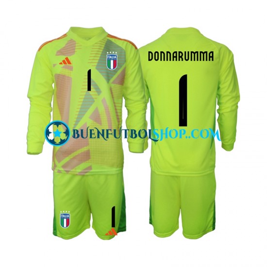 Camiseta de Fútbol Italia Portero Donnarumma 1 Euro 2024 Primera Equipación Manga Larga Niño