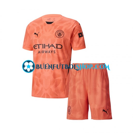 Camiseta de Fútbol Manchester City Portero 2024-2025 Segunda Equipación Manga Corta Niño