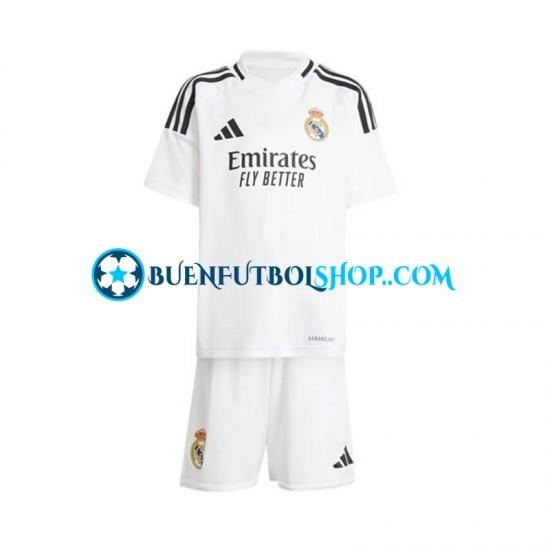 Camiseta de Fútbol Real Madrid 2024-2025 Primera Equipación Blanco Manga Corta Niño