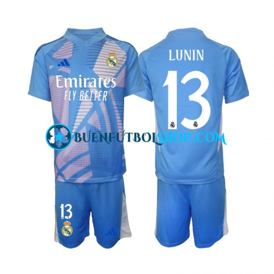 Camiseta de Fútbol Real Madrid Portero Andriy Lunin 13 2024-2025 Primera Equipación Manga Corta Niño