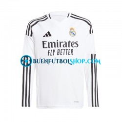 Camiseta de Fútbol Real Madrid 2024-2025 Primera Equipación Blanco Manga Larga Hombre