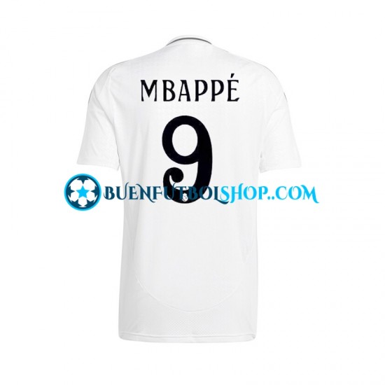 Camiseta de Fútbol Real Madrid Kylian Mbappe 9 2024-2025 Primera Equipación Manga Corta Hombre