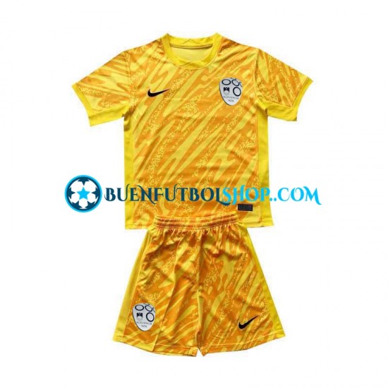 Camiseta de Fútbol Eslovenia Portero Euro 2024 Primera Equipación Amarillo Manga Corta Niño