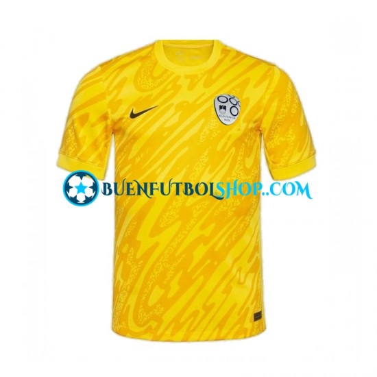 Camiseta de Fútbol Eslovenia Portero Euro 2024 Primera Equipación Amarillo Manga Corta Hombre