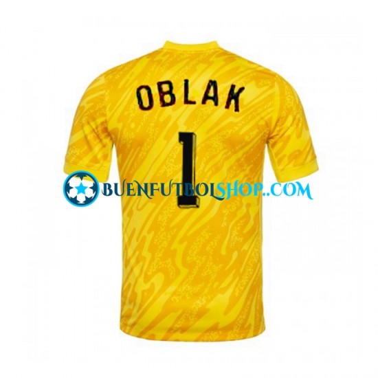 Camiseta de Fútbol Eslovenia Portero Jan Oblak 1 Euro 2024 Primera Equipación Amarillo Manga Corta Hombre