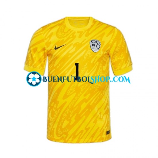 Camiseta de Fútbol Eslovenia Portero Jan Oblak 1 Euro 2024 Primera Equipación Amarillo Manga Corta Hombre