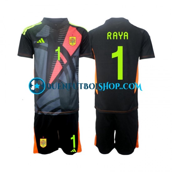 Camiseta de Fútbol España Portero David Raya 1 Euro 2024 Segunda Equipación Manga Corta Niño