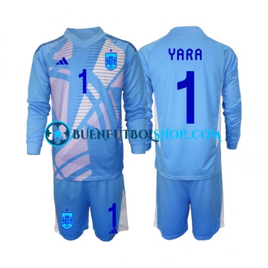 Camiseta de Fútbol España Portero David Raya 1 Euro 2024 Primera Equipación Manga Larga Niño