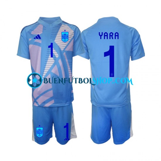 Camiseta de Fútbol España Portero David Raya 1 Euro 2024 Primera Equipación Manga Corta Niño