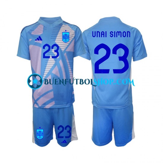 Camiseta de Fútbol España Portero Unai Simon 23 Euro 2024 Primera Equipación Manga Corta Niño