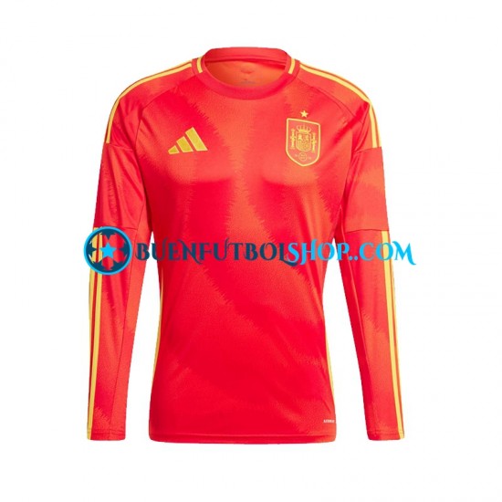 Camiseta de Fútbol España Euro 2024 Primera Equipación Manga Larga Hombre