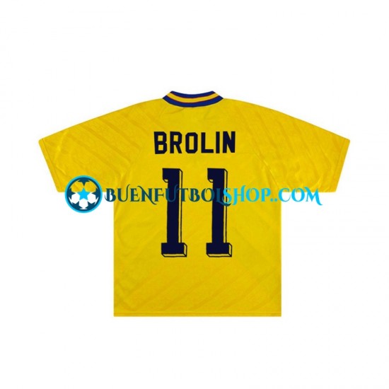 Camiseta de Fútbol Suecia Brolin 11 Retro 1994 Primera Equipación Manga Corta Hombre