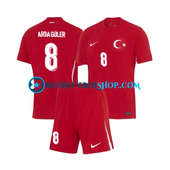 Camiseta de Fútbol Turquía Arda Guler 8 Euro 2024 Segunda Equipación Manga Corta Niño