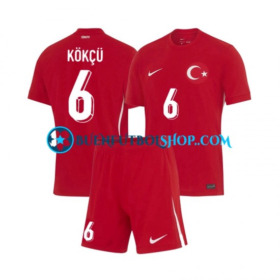 Camiseta de Fútbol Turquía Orkun Kokcu 6 Euro 2024 Segunda Equipación Manga Corta Niño