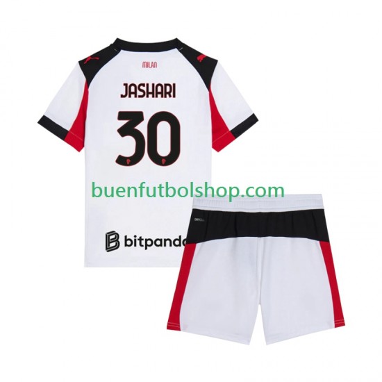 Camiseta de Fútbol AC Milan Ardon Jashari 30 2025-2026 Segunda Equipación Manga Corta Niño Camiseta de Fútbol AC Milan Ardon Jashari 30 2025-2026 Segunda Equipación Manga Corta Niño