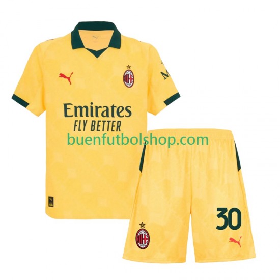 Camiseta de Fútbol AC Milan Ardon Jashari 30 2025-2026 Tercera Equipación Manga Corta Niño
