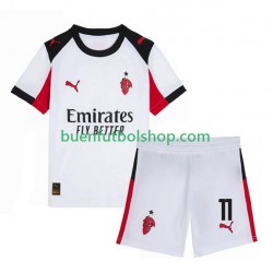 Camiseta de Fútbol AC Milan Christian Pulisic 11 2025-2026 Segunda Equipación Manga Corta Niño