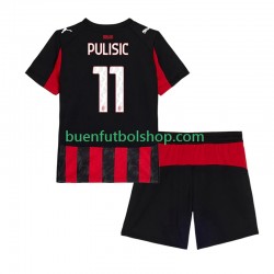 Camiseta de Fútbol AC Milan Christian Pulisic 11 2025-2026 Primera Equipación Manga Corta Niño