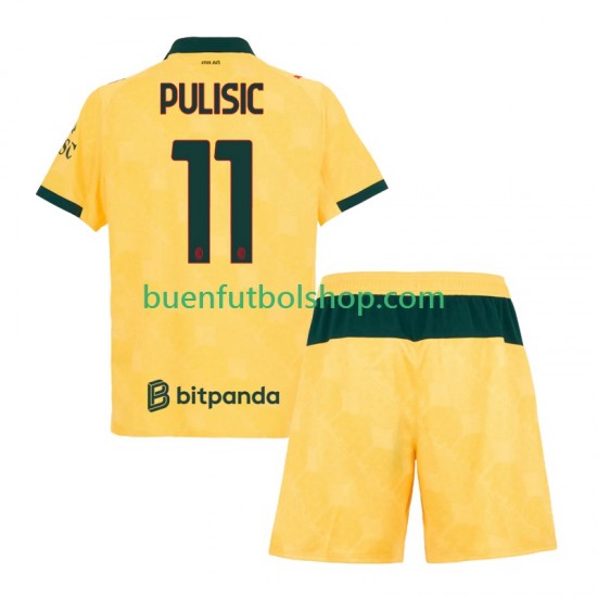 Camiseta de Fútbol AC Milan Christian Pulisic 11 2025-2026 Tercera Equipación Manga Corta Niño