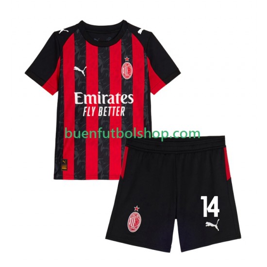 Camiseta de Fútbol AC Milan Luca Modric 14 2025-2026 Primera Equipación Manga Corta Niño