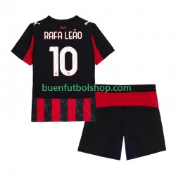 Camiseta de Fútbol AC Milan Rafael Leao 10 2025-2026 Primera Equipación Manga Corta Niño