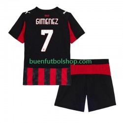 Camiseta de Fútbol AC Milan Santiago Gimenez 7 2025-2026 Primera Equipación Manga Corta Niño