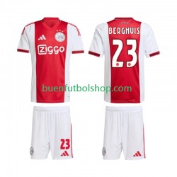 Camiseta de Fútbol AFC Ajax Steven Berghuis 23 2025-2026 Primera Equipación Manga Corta Niño