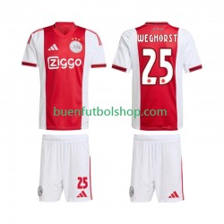 Camiseta de Fútbol AFC Ajax Wout Weghorst 25 2025-2026 Primera Equipación Manga Corta Niño