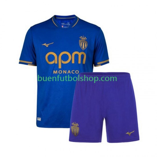 Camiseta de Fútbol AS Monaco 2025-2026 Segunda Equipación Manga Corta Niño