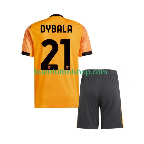 Camiseta de Fútbol AS Roma Dybala 21 2025-2026 Segunda Equipación Manga Corta Niño