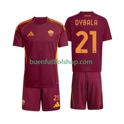 Camiseta de Fútbol AS Roma Dybala 21 2025-2026 Primera Equipación Manga Corta Niño Camiseta de Fútbol AS Roma Dybala 21 2025-2026 Primera Equipación Manga Corta Niño