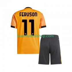 Camiseta de Fútbol AS Roma Evan Ferguson 11 2025-2026 Segunda Equipación Manga Corta Niño