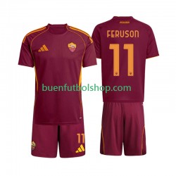 Camiseta de Fútbol AS Roma Evan Ferguson 11 2025-2026 Primera Equipación Manga Corta Niño