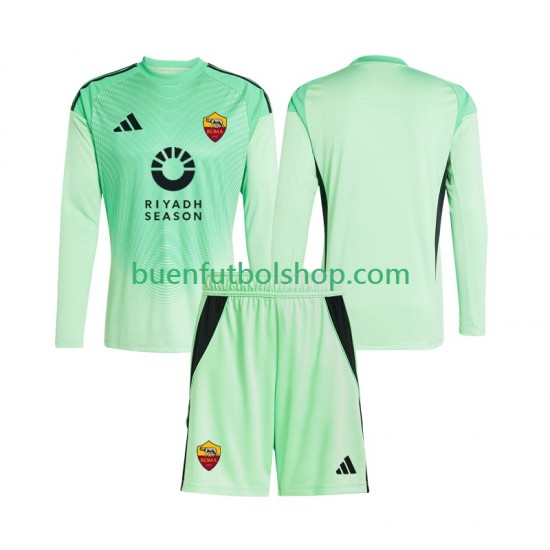 Camiseta de Fútbol AS Roma Portero 2025-2026 Segunda Equipación Cuarta Equipación Manga Larga Niño