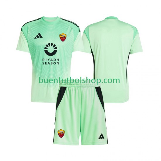 Camiseta de Fútbol AS Roma Portero 2025-2026 Segunda Equipación Cuarta Equipación Manga Corta Niño