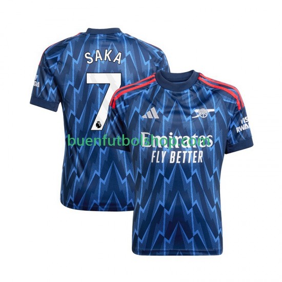 Camiseta de Fútbol Arsenal Bukayo Saka 7 2025-2026 Segunda Equipación Manga Corta Hombre