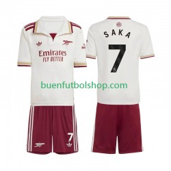Camiseta de Fútbol Arsenal Bukayo Saka 7 2025-2026 Tercera Equipación Manga Corta Niño