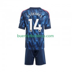 Camiseta de Fútbol Arsenal Viktor Gyokeres 14 2025-2026 Segunda Equipación Manga Corta Niño