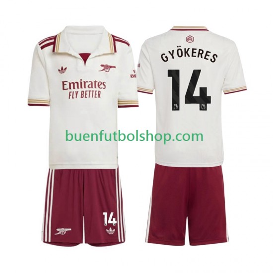 Camiseta de Fútbol Arsenal Viktor Gyokeres 14 2025-2026 Tercera Equipación Manga Corta Niño