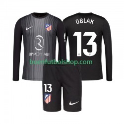 Camiseta de Fútbol Atlético Madrid Portero Jan Oblak 13 2025-2026 Segunda Equipación Manga Larga Niño