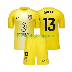 Camiseta de Fútbol Atlético Madrid Portero Jan Oblak 13 2025-2026 Primera Equipación Manga Corta Niño