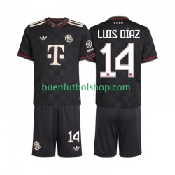 Camiseta de Fútbol Bayern de Múnich Luis Diaz 14 2025-2026 Tercera Equipación Manga Corta Niño