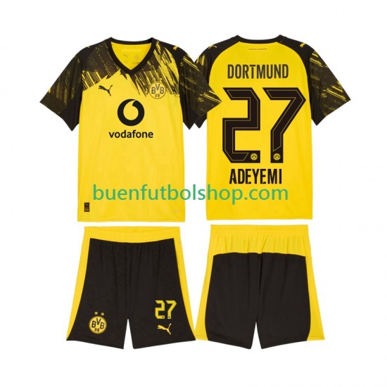 Camiseta de Fútbol Borussia Dortmund Karim Adeyemi 27 2025-2026 Primera Equipación Manga Corta Niño