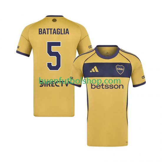 Camiseta de Fútbol CA Boca Juniors Rodrigo Battaglia 5 2025-2026 Segunda Equipación Manga Corta Hombre