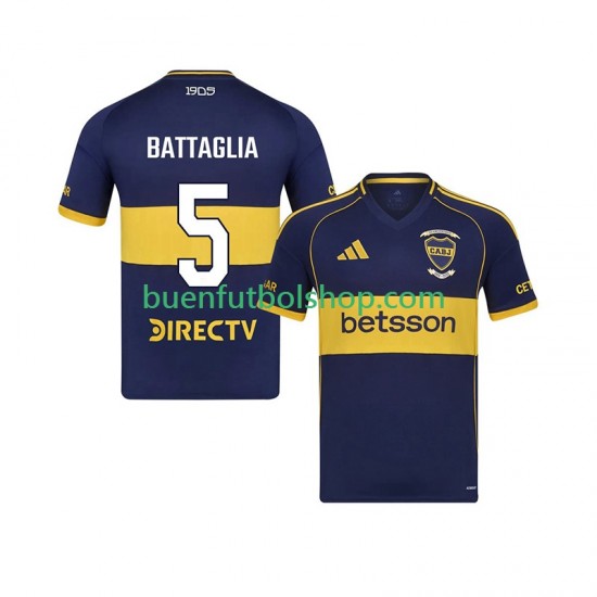 Camiseta de Fútbol CA Boca Juniors Rodrigo Battaglia 5 2025-2026 Primera Equipación Manga Corta Hombre