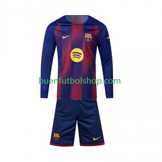 Camiseta de Fútbol FC Barcelona 2025-2026 Primera Equipación Manga Larga Niño