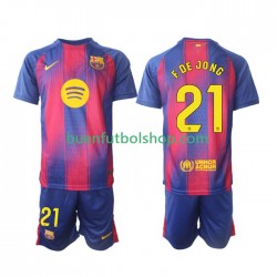 Camiseta de Fútbol FC Barcelona Frenkie de Jong 21 2025-2026 Primera Equipación Manga Corta Niño