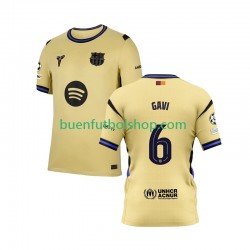 Camiseta de Fútbol FC Barcelona Gavi 6 Champions League 2025-2026 Segunda Equipación Manga Corta Hombre
