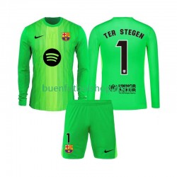 Camiseta de Fútbol FC Barcelona Portero Ter Stegen 1 2025-2026 Primera Equipación Manga Larga Niño